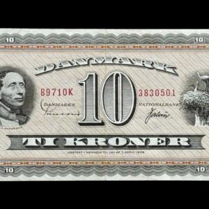 10 krone 1971 B9, 0K, Sunesen/Valuer, Kva. 01 "Sjælden Erstatningsseddel"