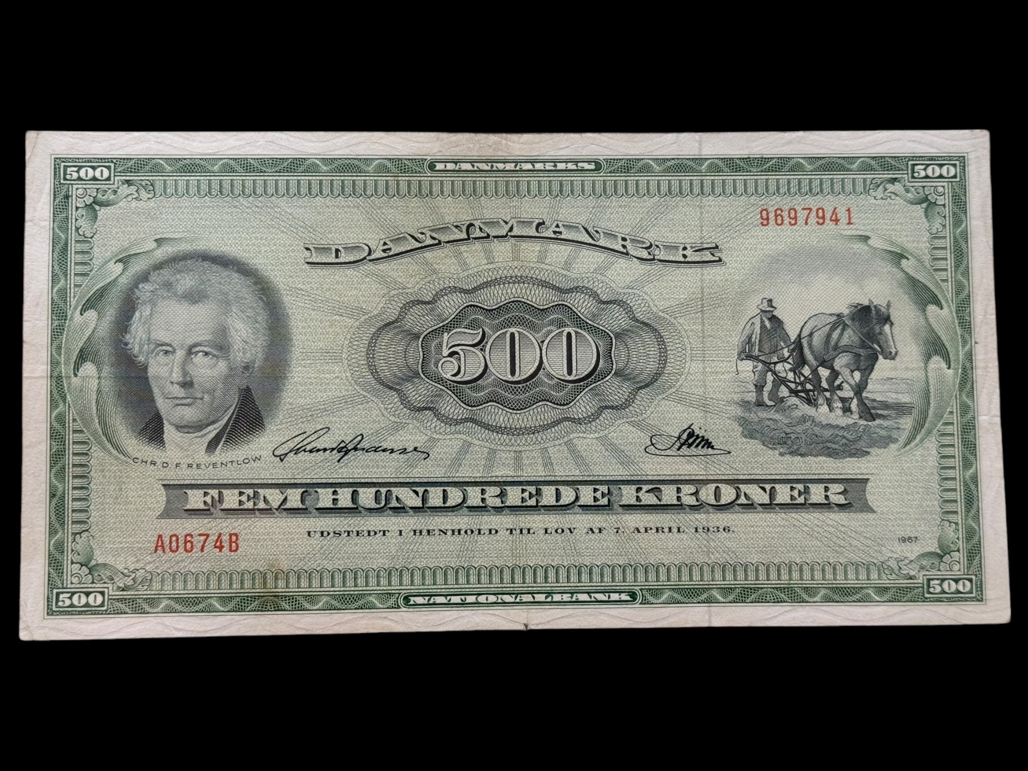 500 krone 1967 A0 Svend Andersen/Riim Kva. 1+