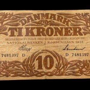 10 krone 1933 D V.Lange/Svendsen Kva. 1-1+