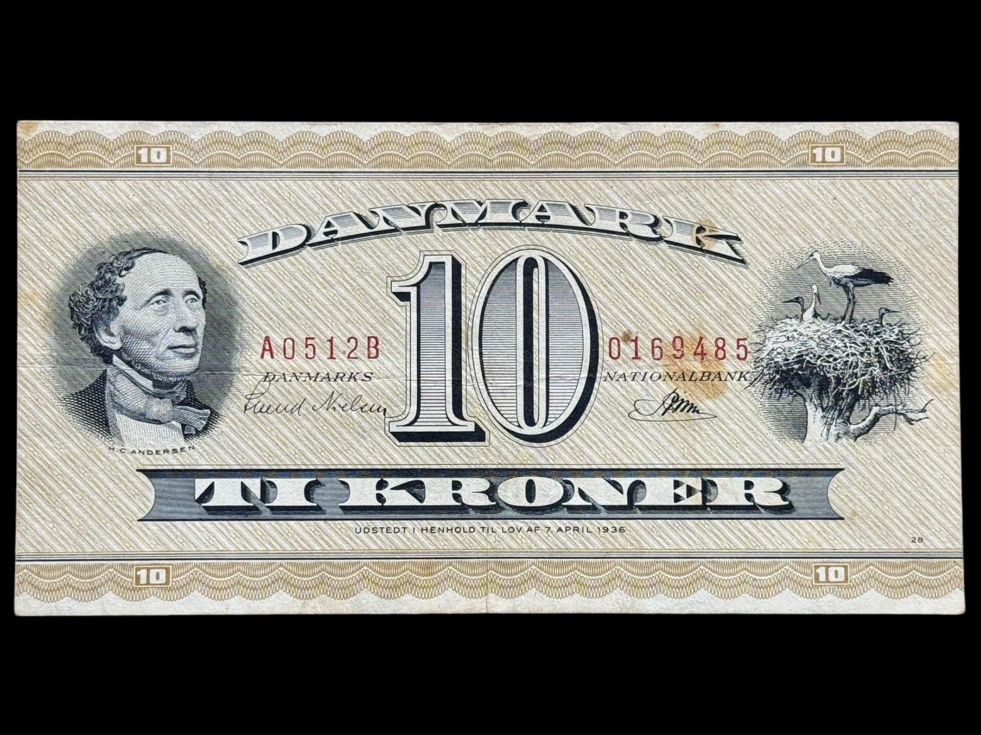 10 krone 1951 A0 "Blindtier", Svend Nielsen/Riim Kva. 1-1+