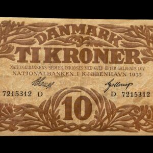 10 krone 1933 D V.Lange/Gellerup Kva. 1+