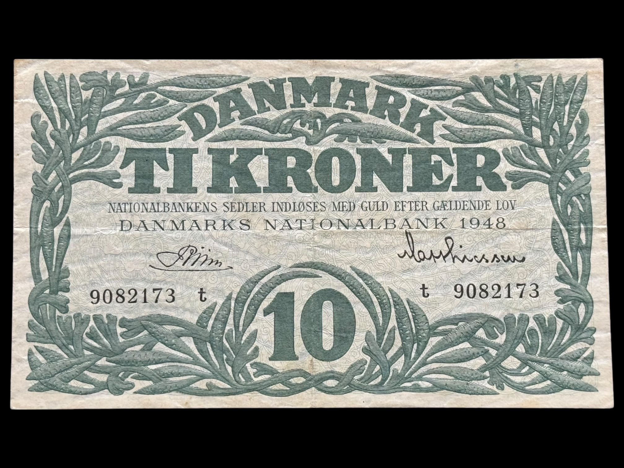 10 krone 1948 t, Riim/Matthiasen, Kva. 1+