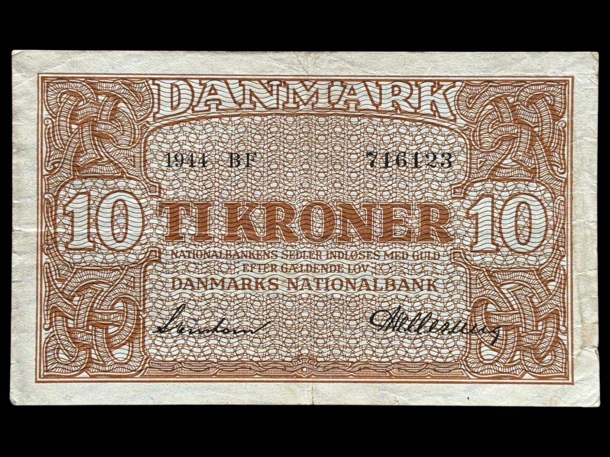 10 krone 1944 BF Svendsen/Hellerung Kva. 1+