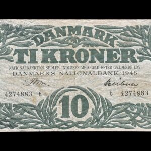 10 krone 1948 t, Riim/Hübner Kva. 1+