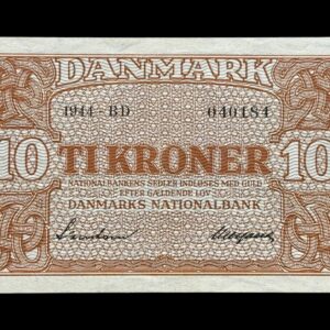 10 krone 1944 BD Svendsen/Neergaard, Kva. 0 "Ukendt underskriftskombination ifølge Sieg"