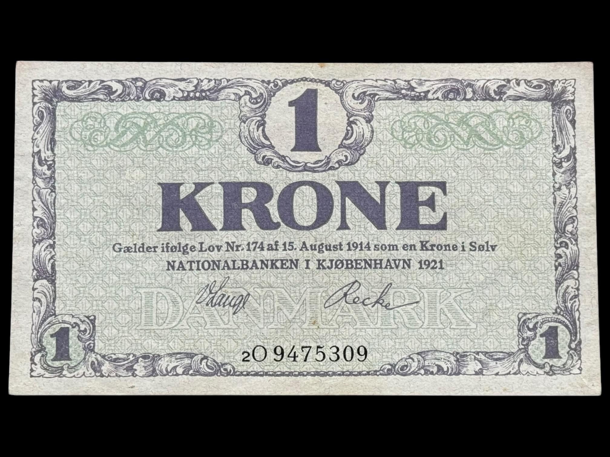 1 krone 1921, 2O, Kva. 0-01