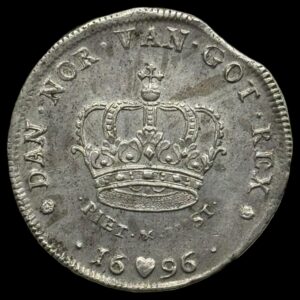 1696 1 krone Chr.V Kva. 1+-01