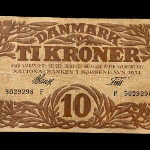 10 krone 1934 F V.Lange/Friis Kva. 1-1+