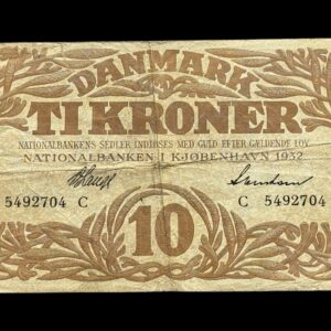 10 krone 1932 C, V.Lange/Svendsen, Kva. 1-1-