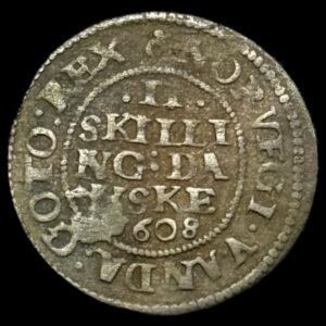 1608 2 skilling Chr.lV Kva. 1-1+ "Sjælden"