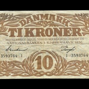 10 krone 1936 I, Svendsen/Pugh Kva. 1+