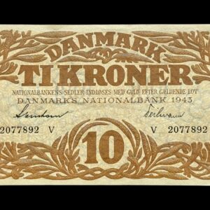 10 krone 1943 V, Svendsen/Teilmann Kva. 0-01