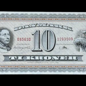 10 krone 1956 D8 Hartogsohn/Riim Kva. 0-01 "lille tælle fold"