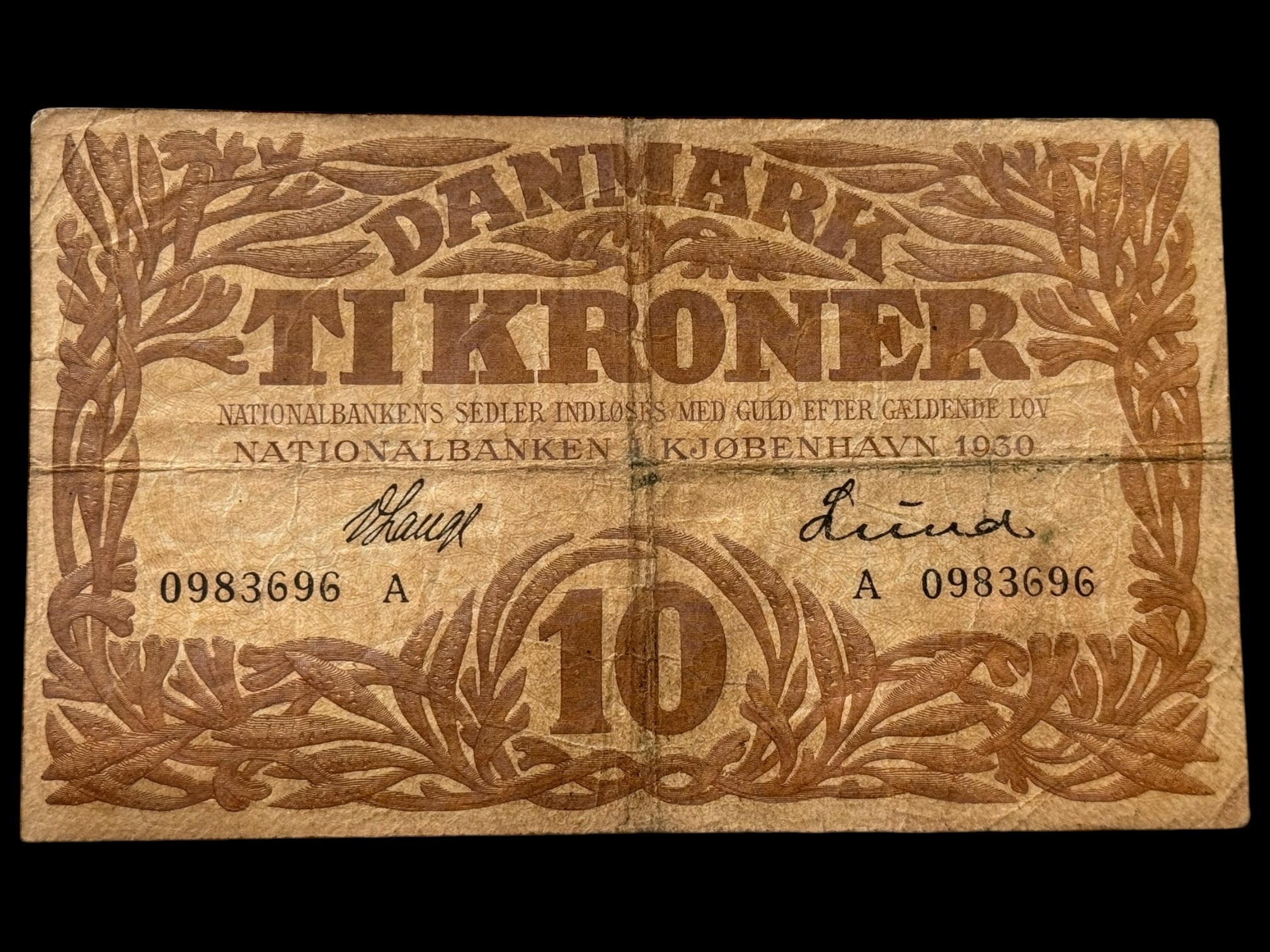10 krone 1930 A V.Lange/Lund Kva. 1-1-