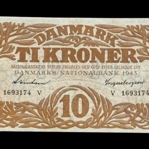 10 krone 1943 V, Svendsen/Ingerslevgaard Kva. 0-01