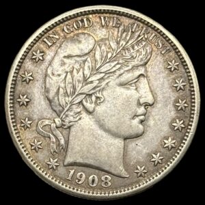 USA, 1/2 barber dollar 1908 D, KM 116, Kva. 1+-01