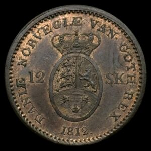 1812, 12 skilling Fre.Vl, Slået på 1 skilling 1771, Sieg 6.1 Hede 11, Kva. 0-01