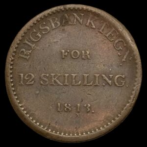 Norge, 12 skilling 1813 Fre.Vl, Kongsberg, NM 9, Hede 19, Kva. 1+