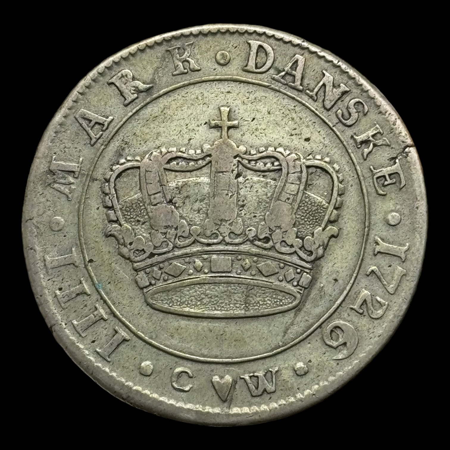1726, 1 krone Fre.lV, Sieg 20 Hede 40, Kva. 1/1+-1+