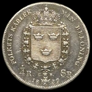 Sverige, 1/4 rigsdaler 1830, Carl XlV, Kva. 1+