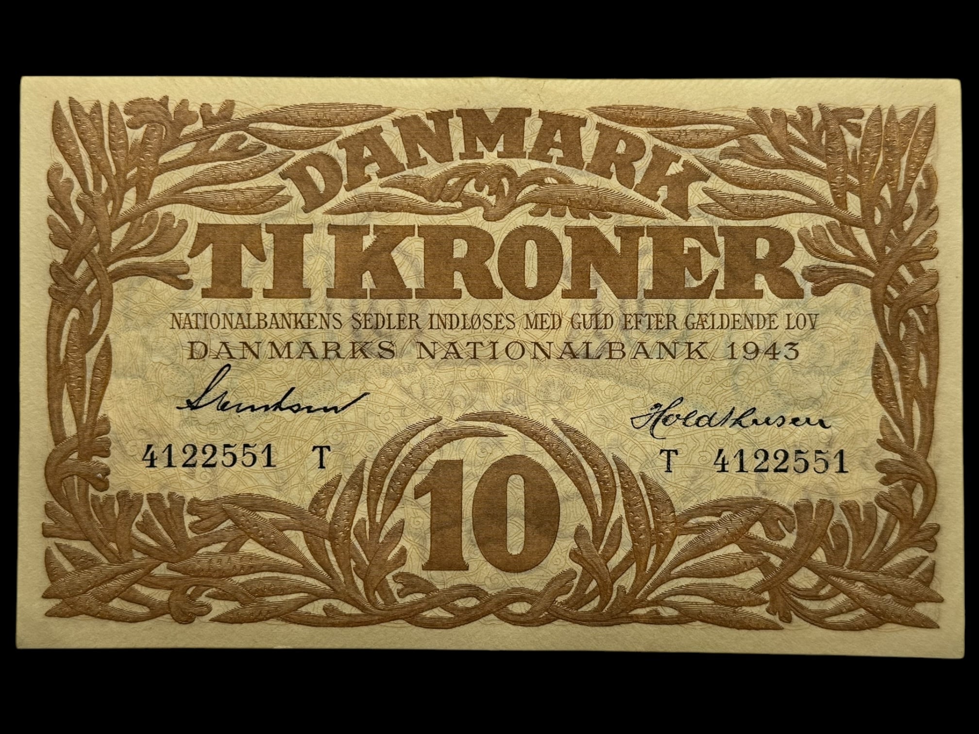 10 krone 1943 T Svendsen/Holdthusen Kva. 0