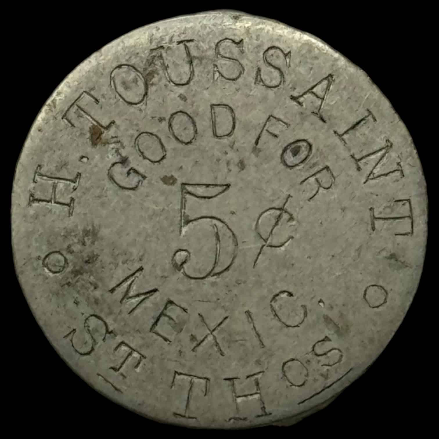 Dansk Vestindien Privatmønt, 5 Cent H. Toussaint