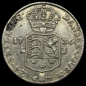 1736 24 skilling Chr.Vl, Sieg 4.2, Hede 7B, Kva. 1+
