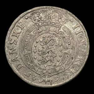 1693, 2 mark Chr.V, Glückstadt, Sieg 135.1 Hede 126A, Kva. 1+