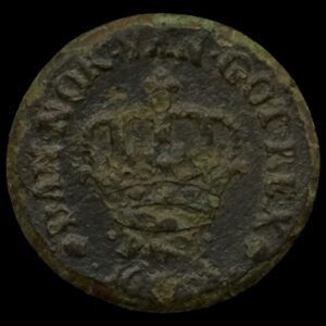 1693 1/2 skilling "Uden værdiangivelse" Chr.V, Sieg 3.2 Hede 112B, Kva. 1- "Meget korroderet" Meget Sjælden