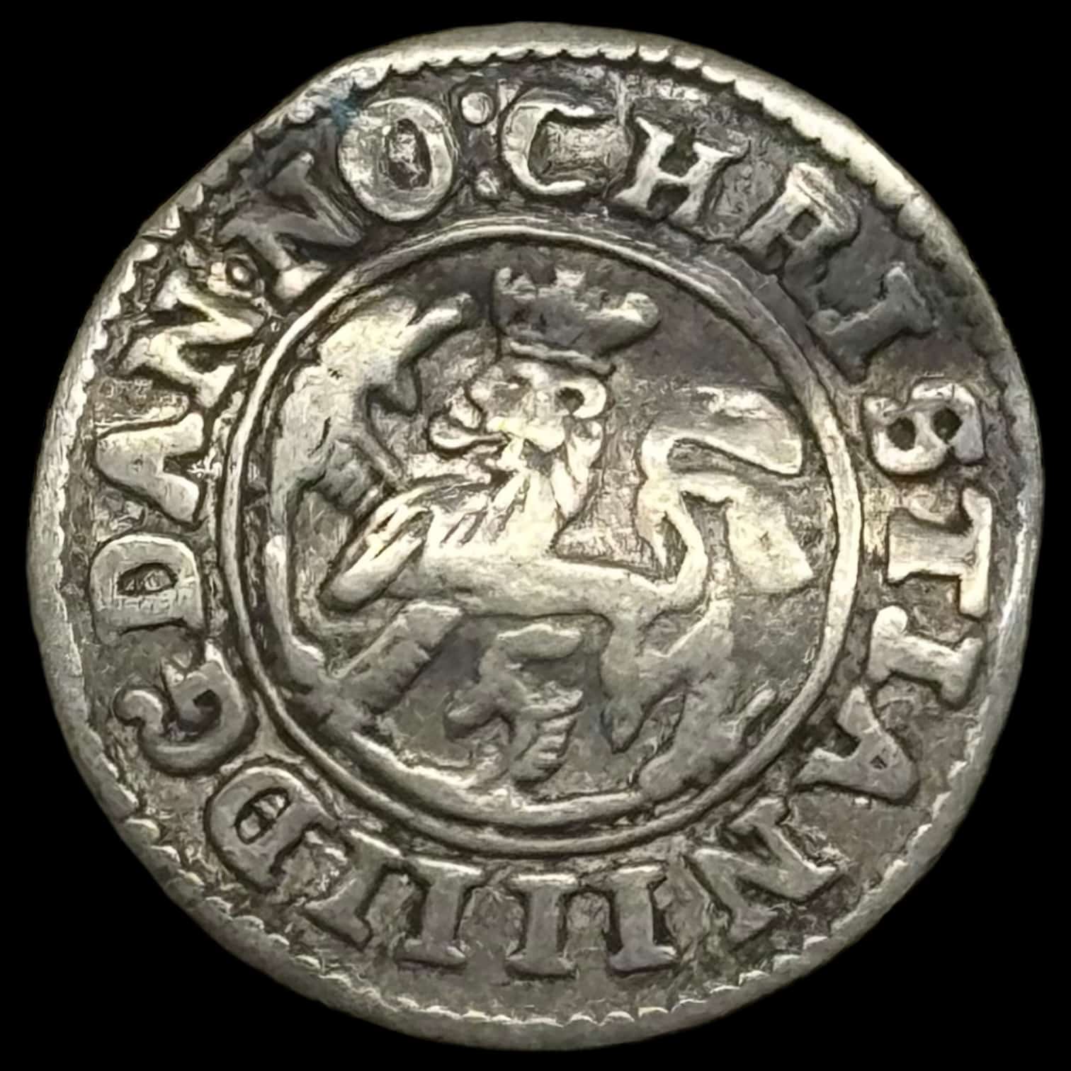Norge, 4 skilling 1642 Chr.lV, NMD 126, Hede 15A, Kva. 1-1+ "buklet" - Image 2