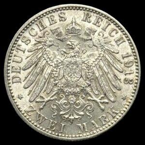 Tyskland, 2 Mark 1913 D Bayern, Kva. 0-01