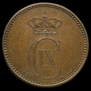 1891 5 øre Chr.lX Kva. M "Medaljepræg"