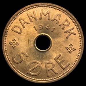Færøerne, 5 øre 1941, Sieg 3, Hede 28C, KM 3, Kva. S "stempelglans"