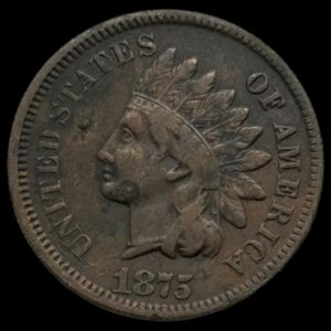 USA, 1 cent 1875, Indian head, KM 90a, Kva. 1-1+
