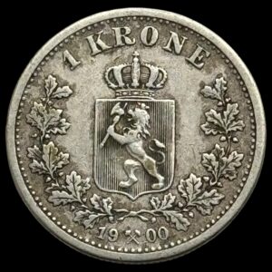 Norge, 1 krone 1900, Oscar ll, Sieg 58, NM 47, Kva. 1-1+