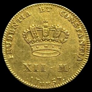 1757 VH, Kurant dukat / 12 mark "Stråledukat", Fre.V, Sieg 20.1 Hede 24A, Kva. 1+-01