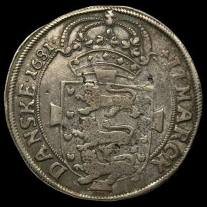 1681, 2 mark, Chr.V, Glückstadt, Sieg 134, Hede 122, Kva. 1+ "meget sjælden" Ex. ABR 901/132