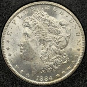 USA, Morgan dollar 1884 CC, Carson City, KM 110, Kva. 0-01 / UNC