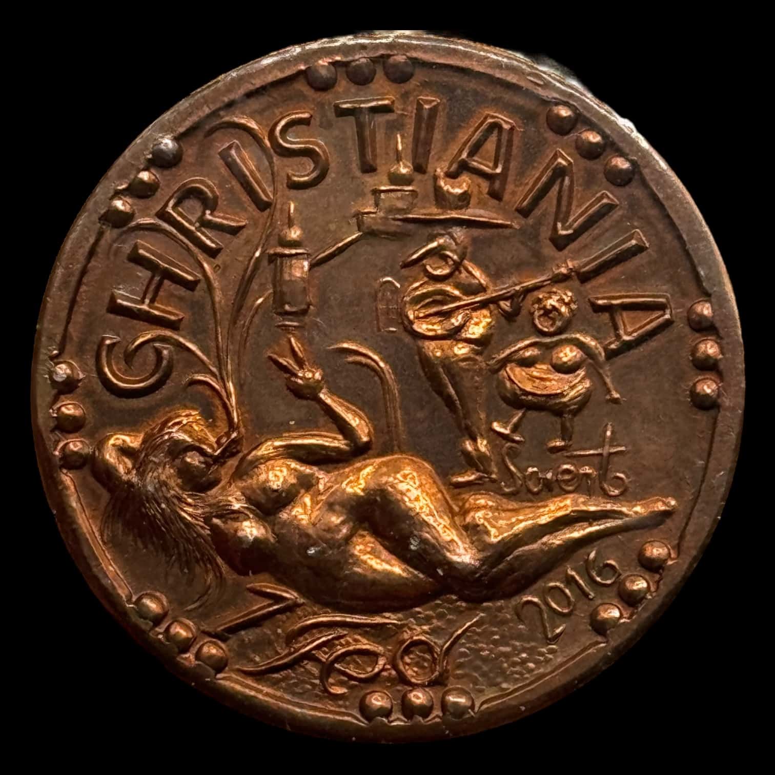 Christiania, Fed 2016 Emalje, Kobber, Kun præget i 50 stk, u.alm - Image 2