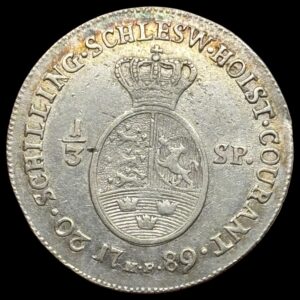 1789, 1/3 speciedaler, Chr.VII, Slesvig Holsten, Sieg 43.3, Hede 41C, Kva. 1+