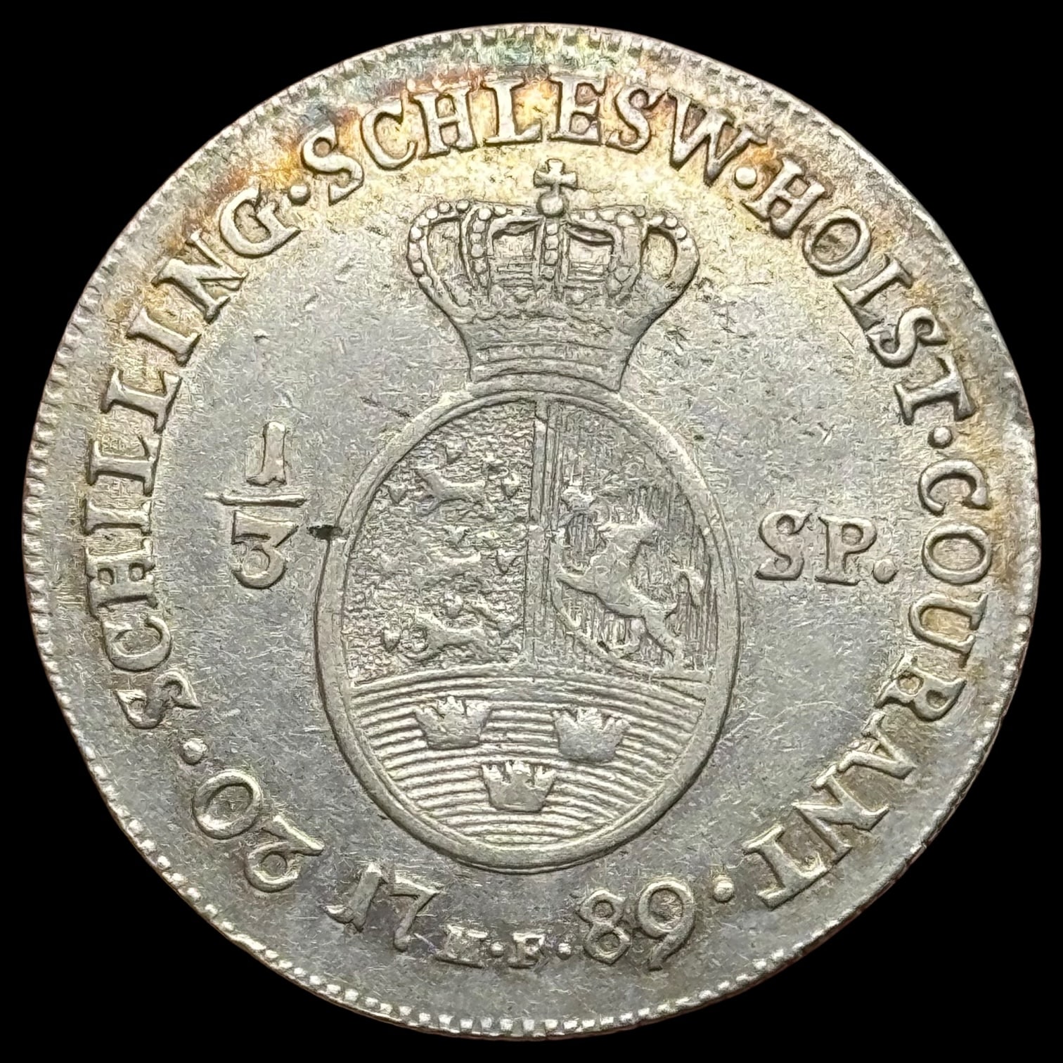 1789, 1/3 speciedaler, Chr.VII, Slesvig Holsten, Sieg 43.3, Hede 41C, Kva. 1+