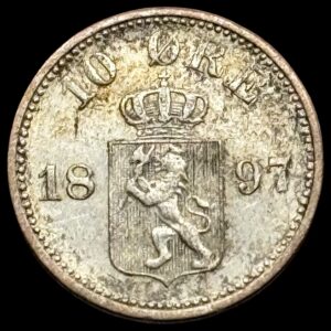 Norge, 10 øre 1897, Oscar II, Sieg 25, NMD 91, Kva. 01