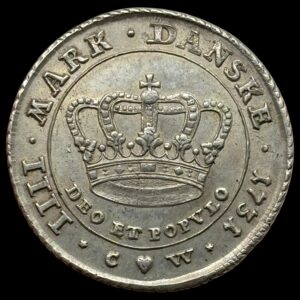 1731, 1 krone "Stor krone", Chr.VI, Sieg 5.2 Hede 4, Kva. 01 "Ex. ANF"