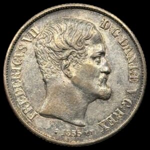 1855 FF, 1 Rigsdaler, Fre.VII, Sieg 13.2 Hede 8B, Kva. 01