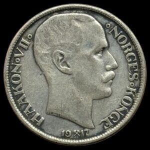 Norge, 1 krone 1917, Haakon VII, NM 22, Kva. 1-1+