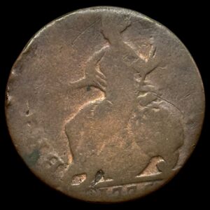 Storbritannien, Farthing 1777, Fejlpræg/Brokage die, Kva. 1- "Sjælden"