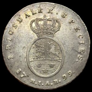 1799 HIAB, 1 speciedaler, Chr.VII, Sieg 25.3, Hede 13C, Kva. 01-1+, Ex. Bygballe