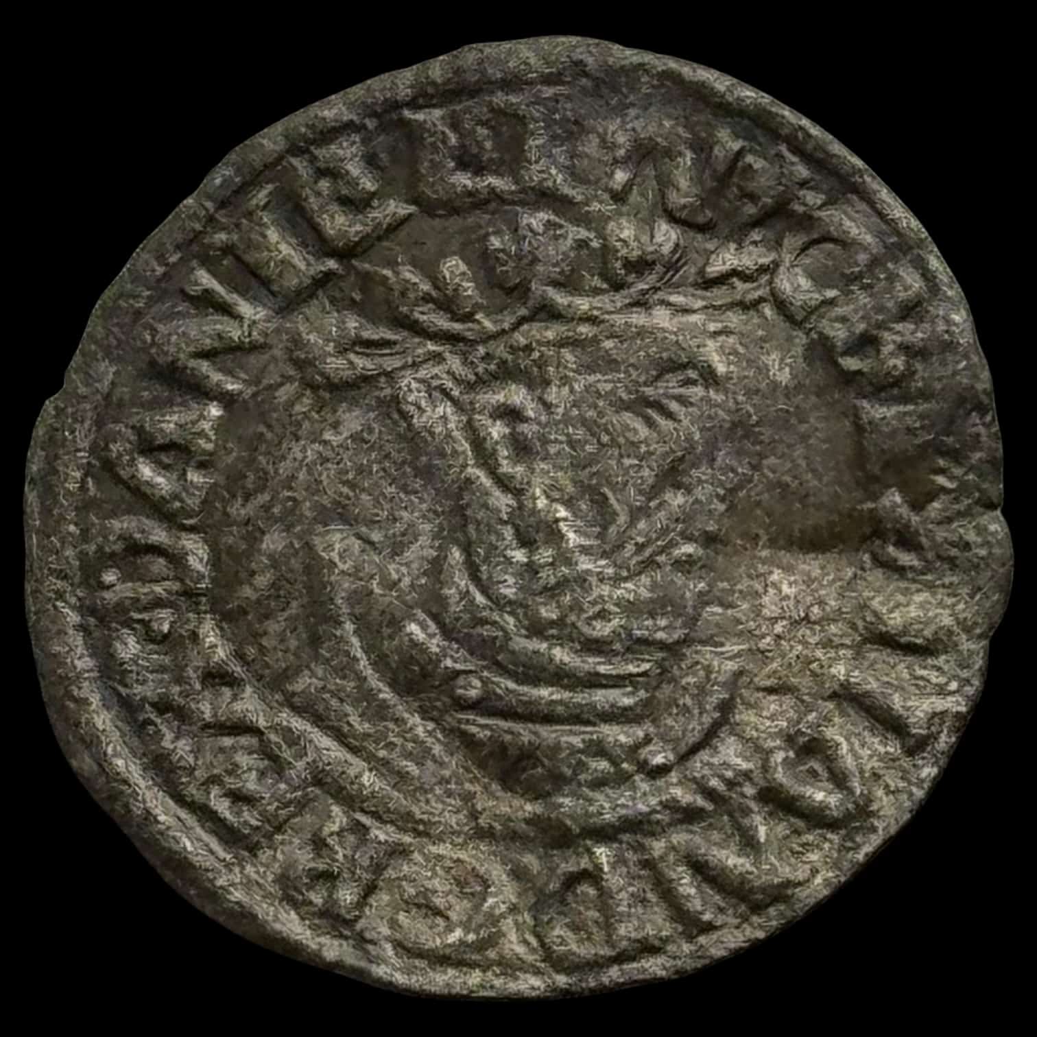 1536, Skilling, København, Chr.III, Sieg 1, Galster 106, Kva. 1+ “svag buklet”