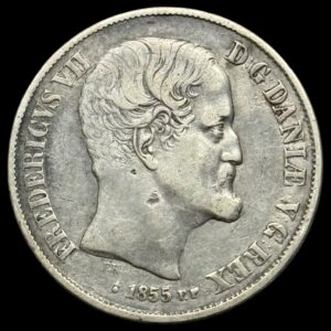 1855 FF, 1 Rigsdaler, Fre.VII, Sieg 13.2, Hede 8B, Kva.1-1+