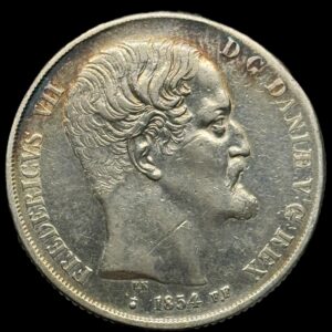 1854 FF, 2 Rigsdaler, Fre.VII, Sieg 14.2, Hede 6B, Kva. 1+ "renset"